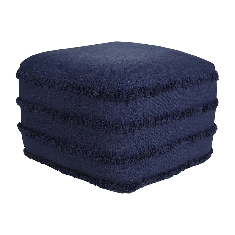 LR Home Surrey 14" Handmade Fringed Cotton Pouf