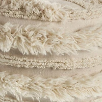 LR Home Liam 14" Handmade Cotton Pouf in Ivory