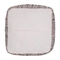 LR Home Emily 18" Handmade Cotton And Jute Pouf in Natural/Cream