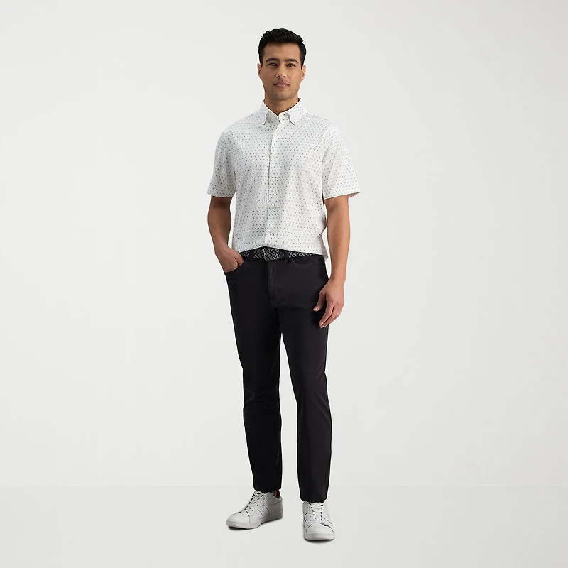 Haggar The Active Series City Flex 5 Pocket Cotton Traveler Mens Comfort Waistband Straight Fit Flat Front Pant