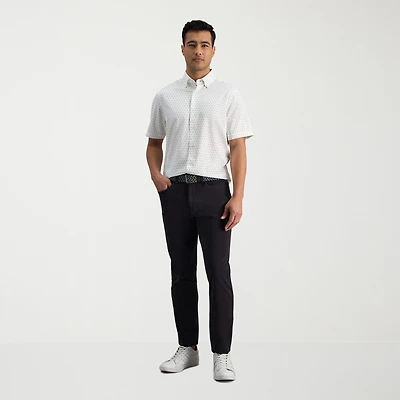 Haggar The Active Series City Flex 5 Pocket Cotton Traveler Mens Comfort Waistband Straight Fit Flat Front Pant