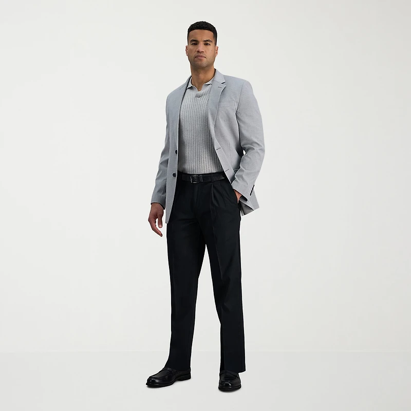 Haggar Premium No Iron Khaki Mens Classic Fit Pleated Pant