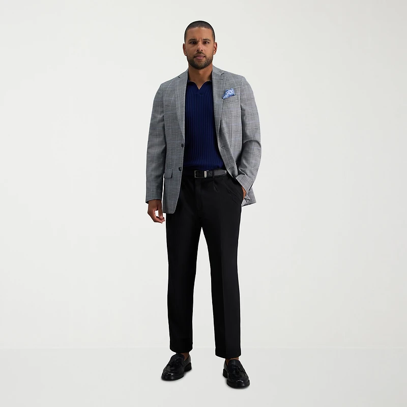 Haggar E-CLO Stria Mens Classic Fit Dress Pleated Pant
