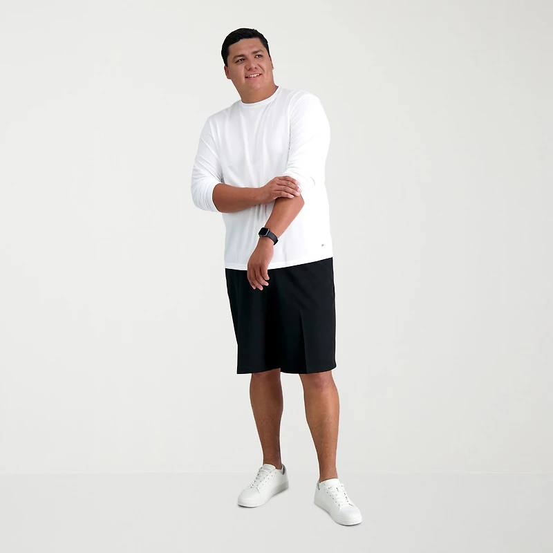 Haggar Cool 18 Pro Expandable Waist Mens 10 1/2" Big and Tall Stretch Fabric Moisture Wicking Quick Dry Chino Short