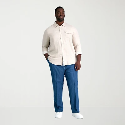 Haggar Stretch Denim Mens Classic Fit Big and Tall Flat Front Pant