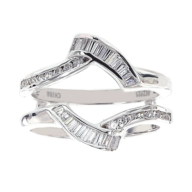 DiamonArt® Cubic Zirconia Sterling Silver Solitaire Bridal Ring & Guard
