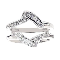 DiamonArt® Cubic Zirconia Sterling Silver Solitaire Bridal Ring & Guard