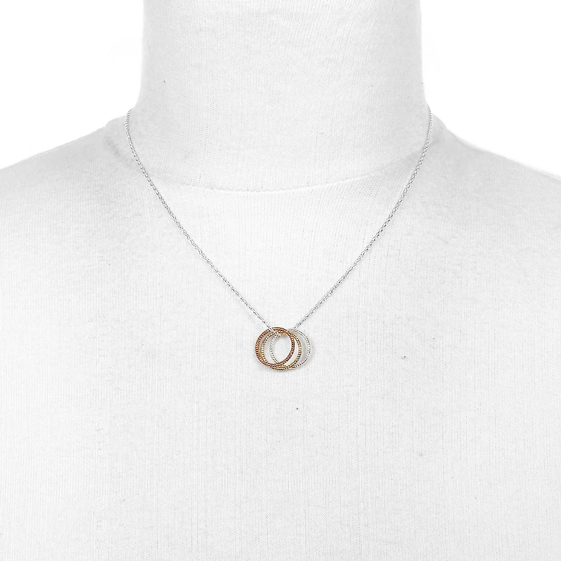 Bijoux Bar Delicates Tri Tone Womens Circle 16 Inch Pendant Necklace