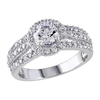 Womens 3 /4 CT. Cubic Zirconia Sterling Silver Engagement Ring
