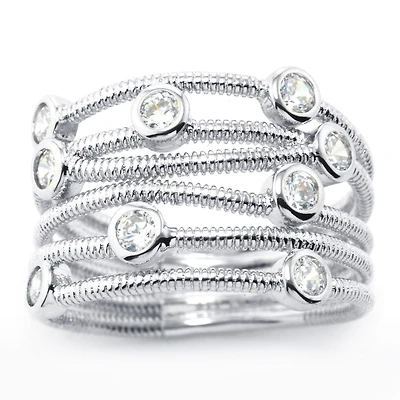 Sparkle Allure Womens Cubic Zirconia Pure Silver Over Brass Cocktail Ring