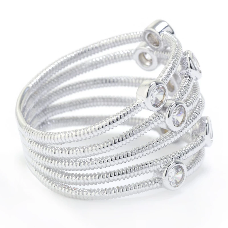 Sparkle Allure Womens Cubic Zirconia Pure Silver Over Brass Cocktail Ring