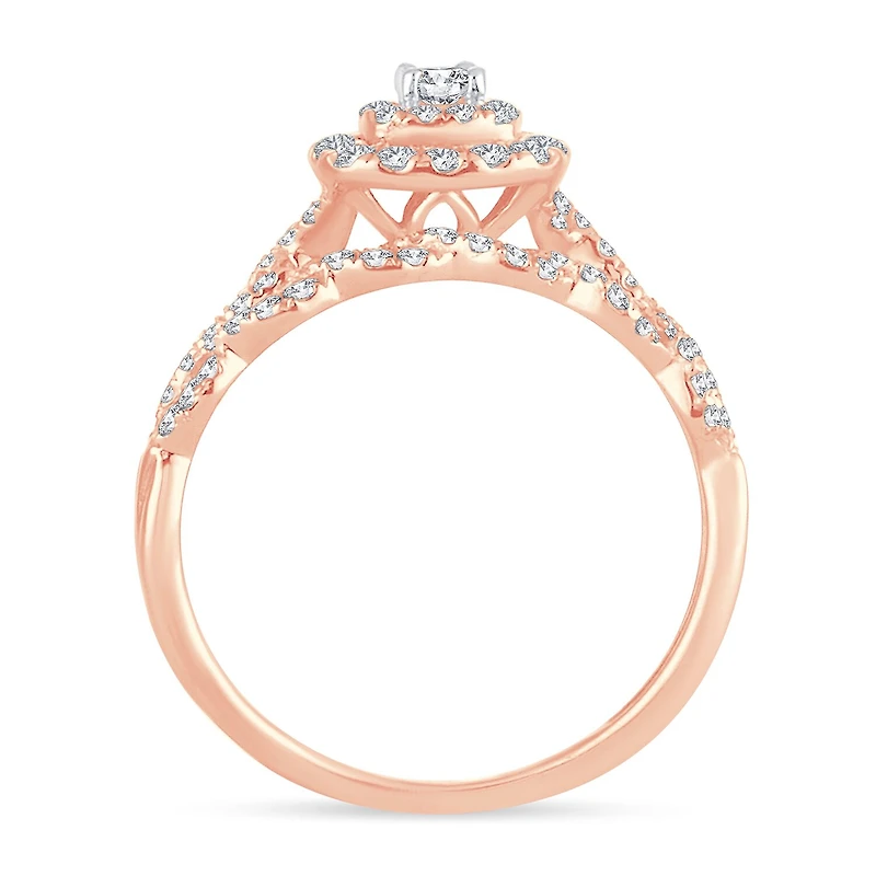Womens / CT. T.W. Natural White Diamond 10K Gold Cushion Halo Bridal Set