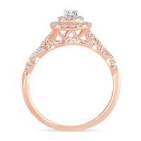 Womens / CT. T.W. Natural White Diamond 10K Gold Cushion Halo Bridal Set