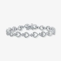 1/10 CT.T.W. Natural Diamond Heart Tennis Bracelet in Sterling SIlver