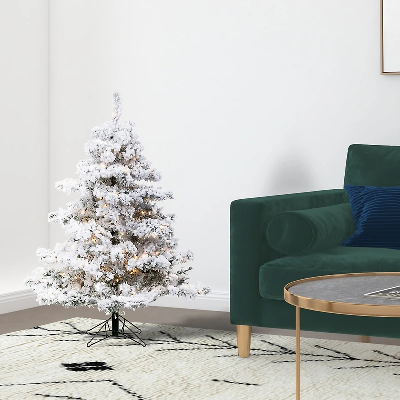 Vickerman 4 1/2 Foot Pre-Lit Flocked Christmas Tree