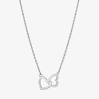 Silver Treasures Womens Sterling Silver Heart 16 Inch Pendant Necklace