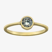 Silver Treasures Womens Cubic Zirconia 14K Gold Over Round Delicate Band