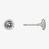 Silver Treasures Cubic Zirconia Sterling Silver 6mm Stud Earrings