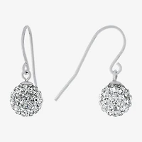 Silver Treasures Womens Crystal Sterling Silver Ball Drop Earrings