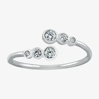 Silver Treasures Womens Cubic Zirconia Sterling Round Bypass  Band
