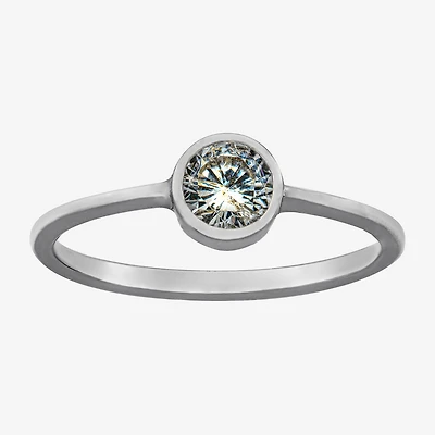 Silver Treasures Womens Cubic Zirconia Sterling Round Delicate Band