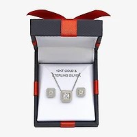 Womens Cubic Zirconia 10K Gold Sterling Silver Square 2-pc. Jewelry Set