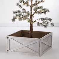 Glitzhome Washed White Wooden Christmas Tree Collar