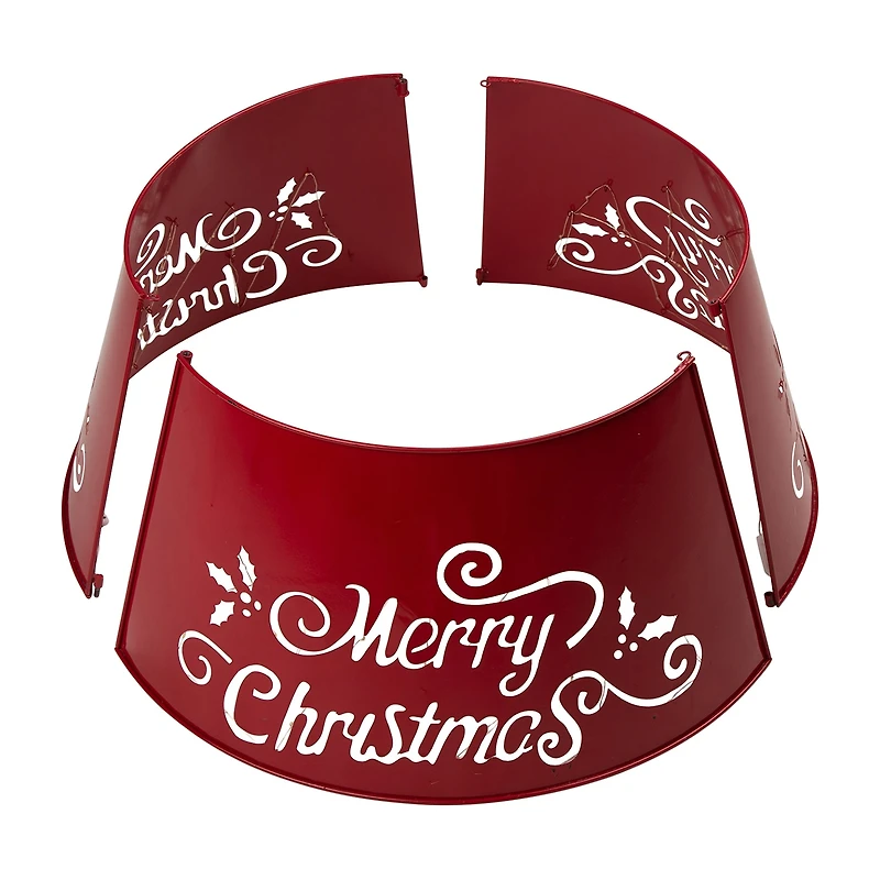 Glitzhome 26" Merry Christmas Cutout Metal Christmas Tree Collar