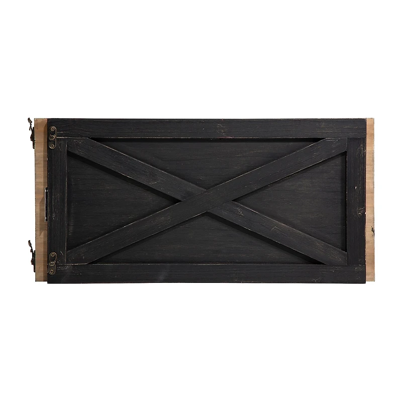 Glitzhome 22" Black Washed Wooden Christmas Tree Collar