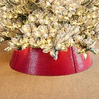 Glitzhome 40.5" Red Hammered Metal Christmas Tree Collar