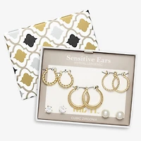 Mixit Womens Simulated Pearl Stainless Steel Round Hypoallergenic 5 Pair Earring Set