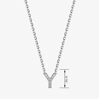 Womens Diamond Accent Cubic Zirconia Sterling Silver 18 Inch Pendant Necklace