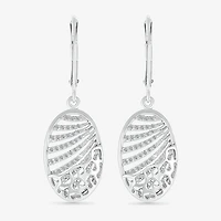 Womens 1/3 CT. T.W. Natural White Diamond Sterling Silver Oval Drop Earrings