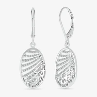 Womens 1/3 CT. T.W. Natural White Diamond Sterling Silver Oval Drop Earrings
