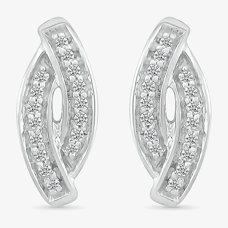 Diamond Accent Natural White Diamond Sterling Silver 10.7mm Curved Stud Earrings