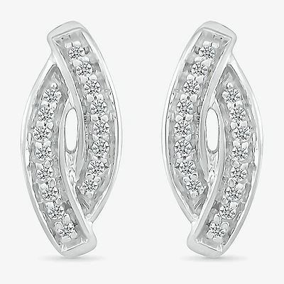 Diamond Accent Natural White Diamond Sterling Silver 10.7mm Curved Stud Earrings
