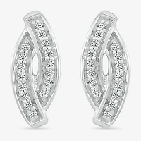 Diamond Accent Natural White Diamond Sterling Silver 10.7mm Curved Stud Earrings