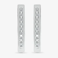 Womens 1/10 CT. T.W. Natural White Diamond Sterling Silver 17.2mm Hoop Earrings