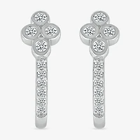 Womens 1/8 CT. T.W. Natural White Diamond Sterling Silver 15.6mm Hoop Earrings
