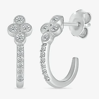 Womens 1/8 CT. T.W. Natural White Diamond Sterling Silver 15.6mm Hoop Earrings