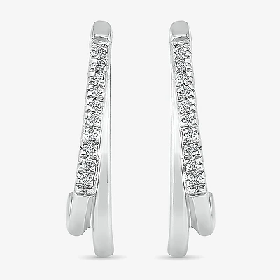 Womens Diamond Accent Natural White Diamond Sterling Silver 16mm Hoop Earrings