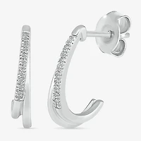 Womens Diamond Accent Natural White Diamond Sterling Silver 16mm Hoop Earrings