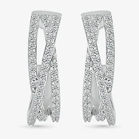 Womens 1/ CT. T.W. Natural Diamond Sterling Silver 18mm Hoop Earrings