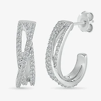 Womens 1/ CT. T.W. Natural Diamond Sterling Silver 18mm Hoop Earrings