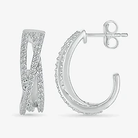 Womens 1/ CT. T.W. Natural Diamond Sterling Silver 18mm Hoop Earrings