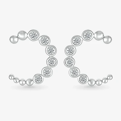 1/6 CT. T.W. Natural White Diamond Sterling Silver 13.1mm Moon Stud Earrings