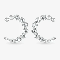 1/6 CT. T.W. Natural White Diamond Sterling Silver 13.1mm Moon Stud Earrings