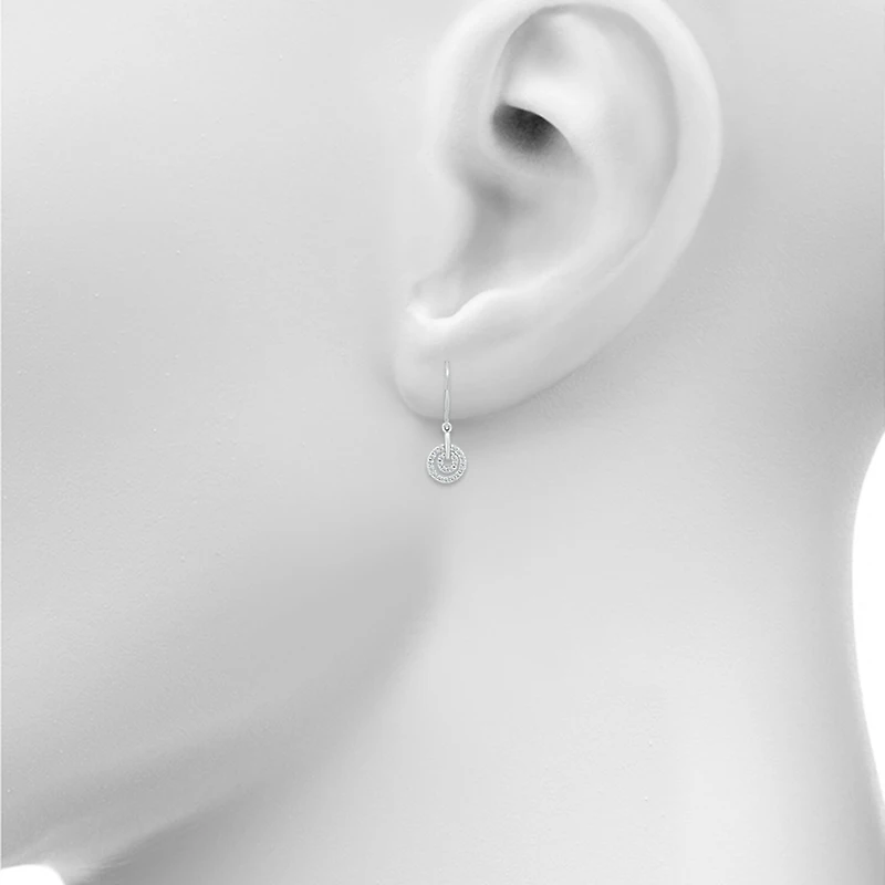 Womens 1/3 CT. T.W. Natural White Diamond Sterling Silver Circle Drop Earrings