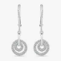 Womens 1/3 CT. T.W. Natural White Diamond Sterling Silver Circle Drop Earrings