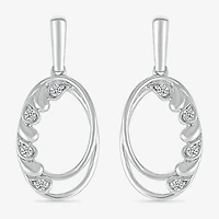 Womens 1/10 CT. T.W. Natural White Diamond Sterling Silver Oval Drop Earrings